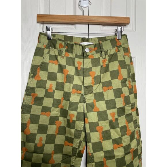 Urban Outfitters BDG Checkered Chessboard Cargo Carpenter Pants Size 24 - Picture 2 of 10